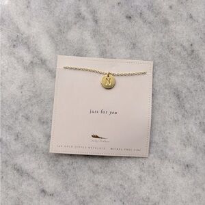 Lucky Feather Gold Initial ‘N’ Necklace - New in package
